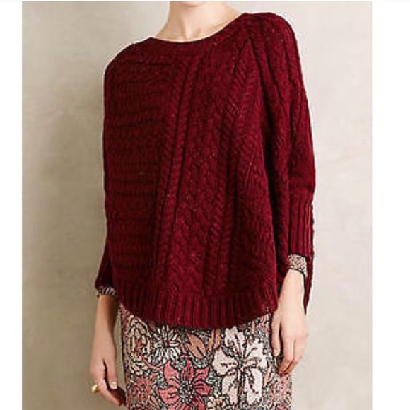 Anthropologie Sweaters - Anthropologie Curved Cables Knit Poncho Sweater